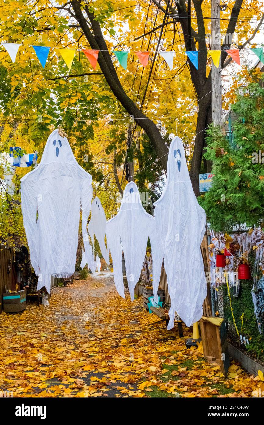 Halloween Dekorationen, Montreal Quebec, Kanada Stockfoto