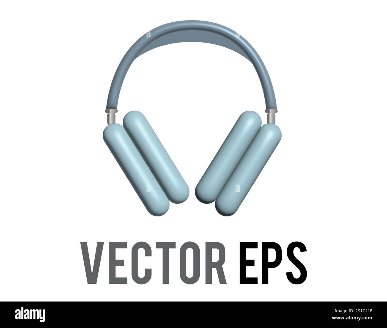 Das isolierte blaue 3D-Kopfhörersymbol, mit dem Sie Musik oder andere Audioinhalte hören können Stock Vektor