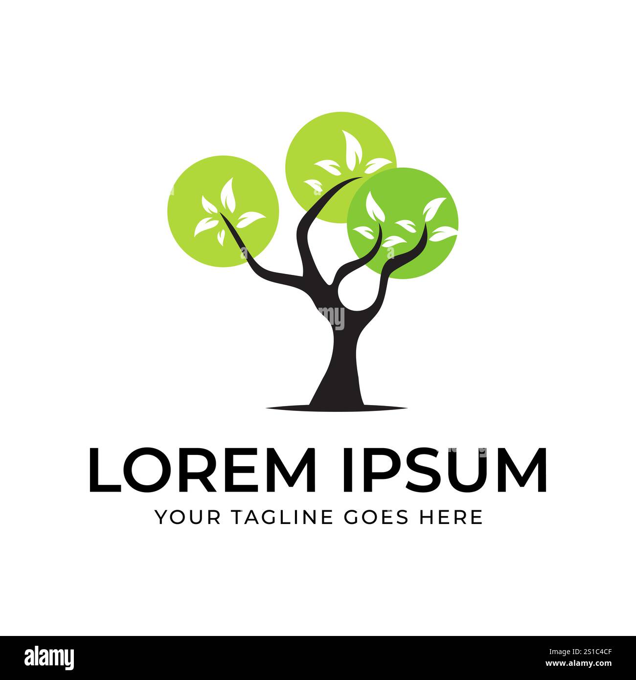 Einfaches einzigartiges Baum-Logo mit grünen Blättern Baum des Lebens Illustration geeignet für Umweltunternehmen Stock Vektor