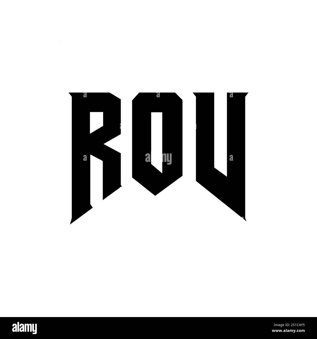 ROV-Letter-Logo für Technologieunternehmen. Schwarz-weiße Farbkombination mit ROV-Logo. ROV-Logo, ROV-Vektor, ROV-Design, ROV-Symbol, ROV-Alph Stock Vektor