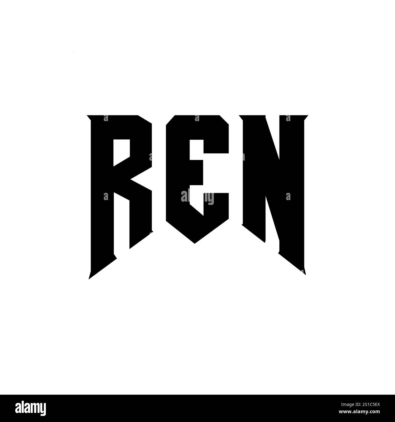 Logo-Design mit REN Letter für Technologieunternehmen. Schwarzes und weißes Logo. REN-Logo, REN-Vektor, REN-Design, REN-Symbol, REN-Alph Stock Vektor