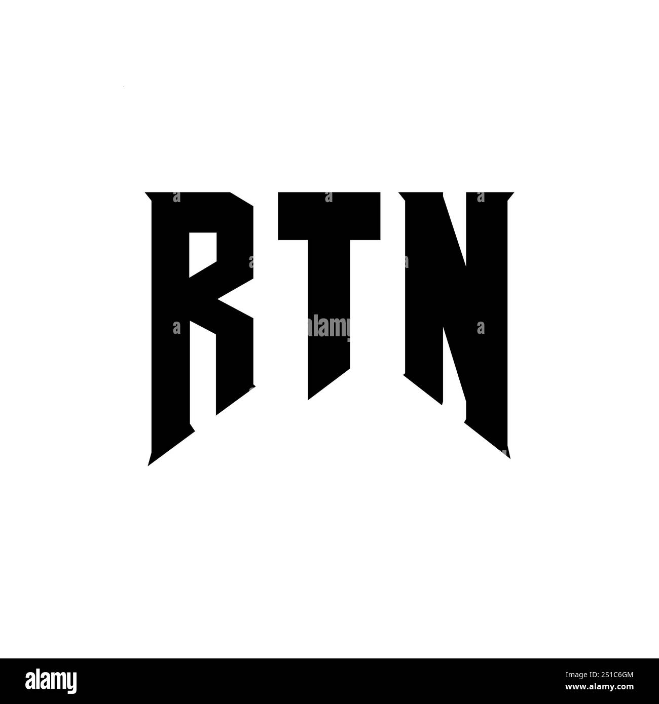 RTN-Letter-Logo für Technologieunternehmen. Farbkombination aus RTN-Logo in Schwarz und weiß. RTN-Logo, RTN-Vektor, RTN-Design, RTN-Symbol, RTN-Alph Stock Vektor