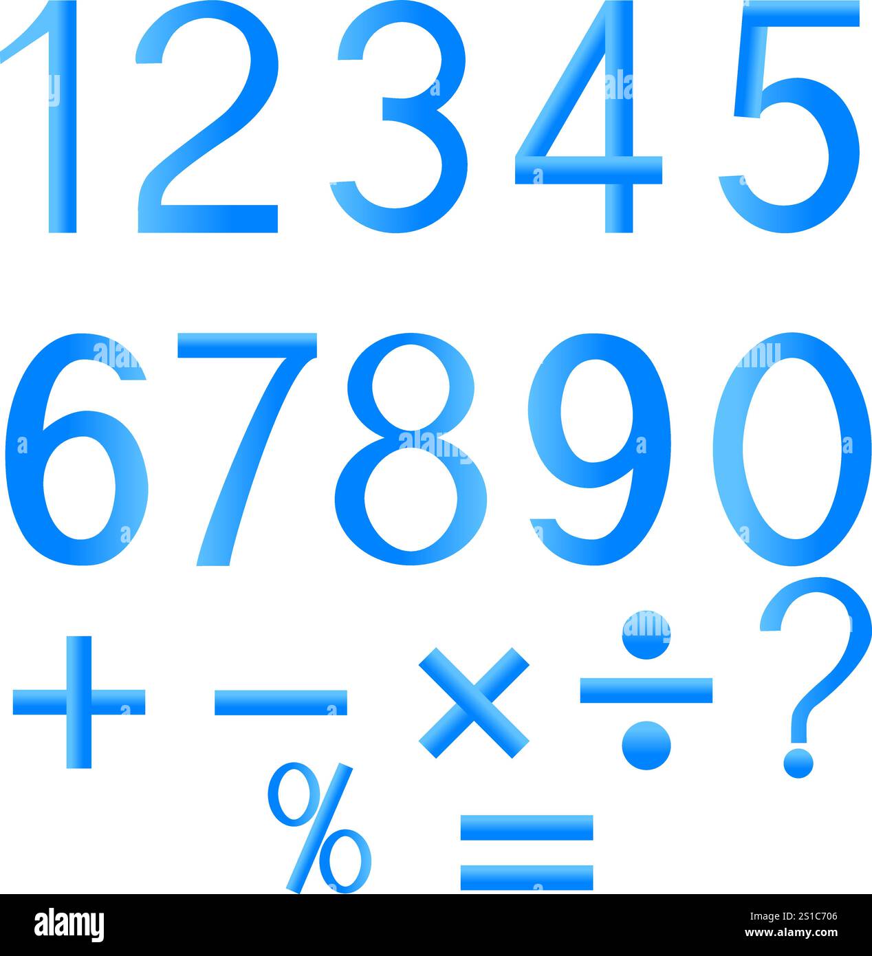 Satz von Zahlen und mathematischen Zeichen. Stock Vektor