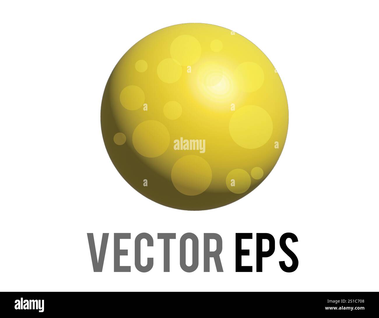 Das isolierte Vektor-golden-gelben Vollmond-Symbol, zeigt als eine volle, kraterte Scheibe, vollständig von der Sonne beleuchtet Stock Vektor