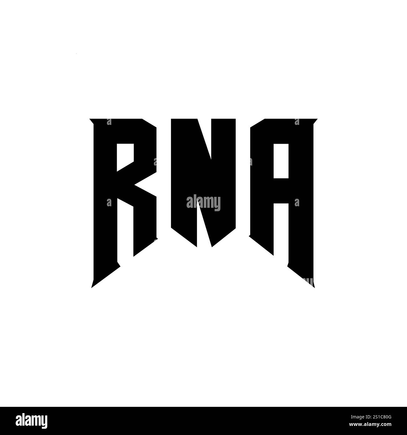 Logo-Design mit RNA-Buchstaben für Technologieunternehmen. Schwarzes und weißes RNA-Logo. RNA-Logo, RNA-Vektor, RNA-Design, RNA-Symbol, RNA alph Stock Vektor