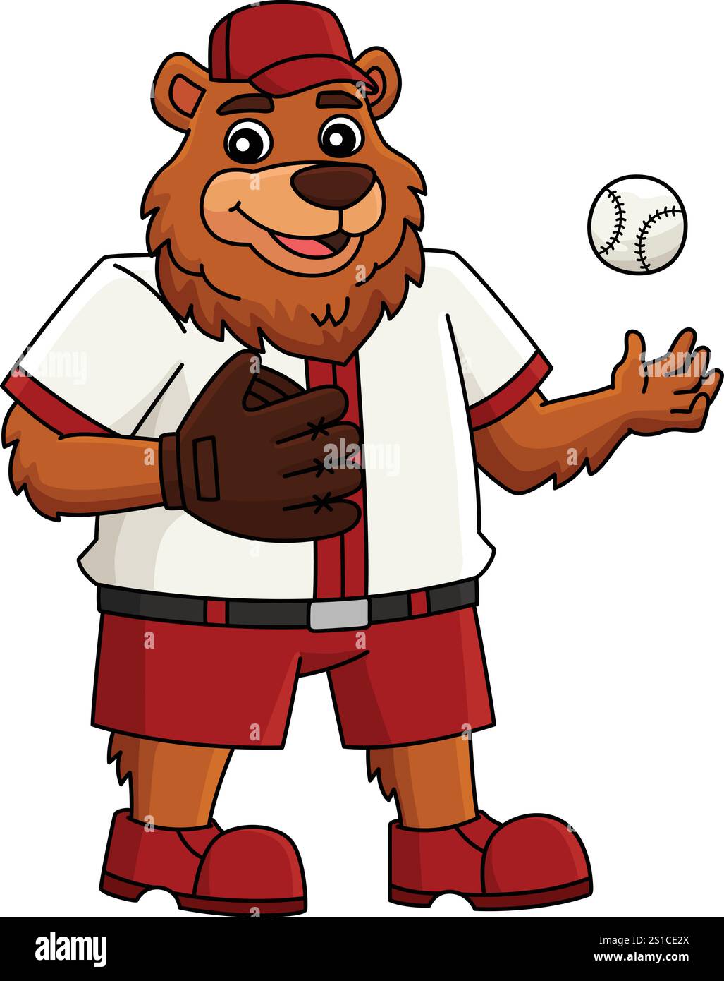 Baseball Maskottchen Cartoon Farbiger Clipart Stock Vektor