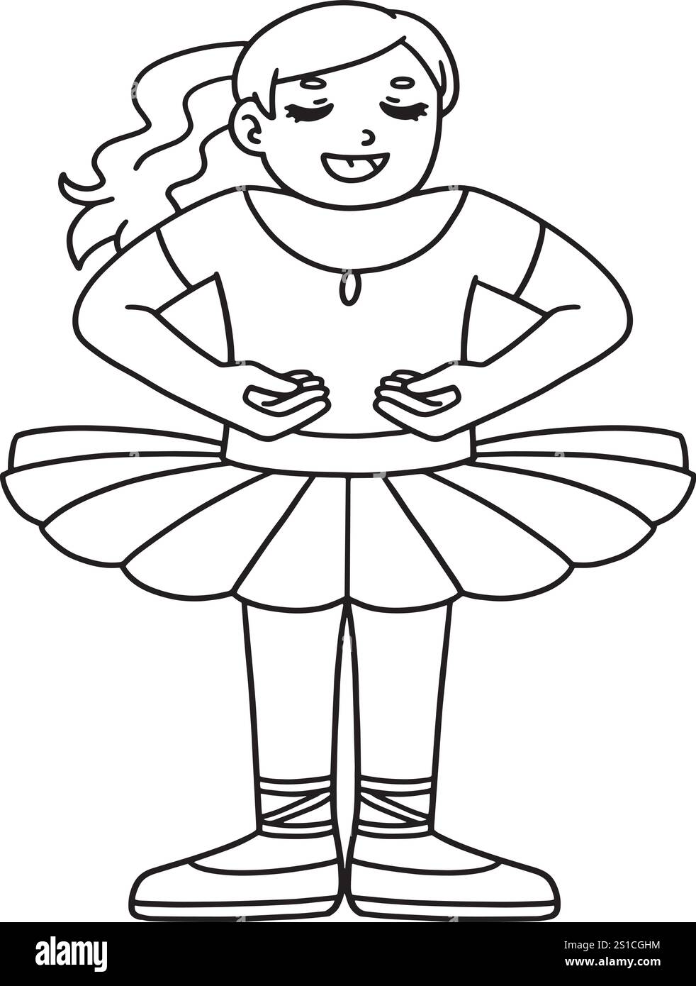 Ballerina in der ersten Position isolierte Färbung Stock Vektor