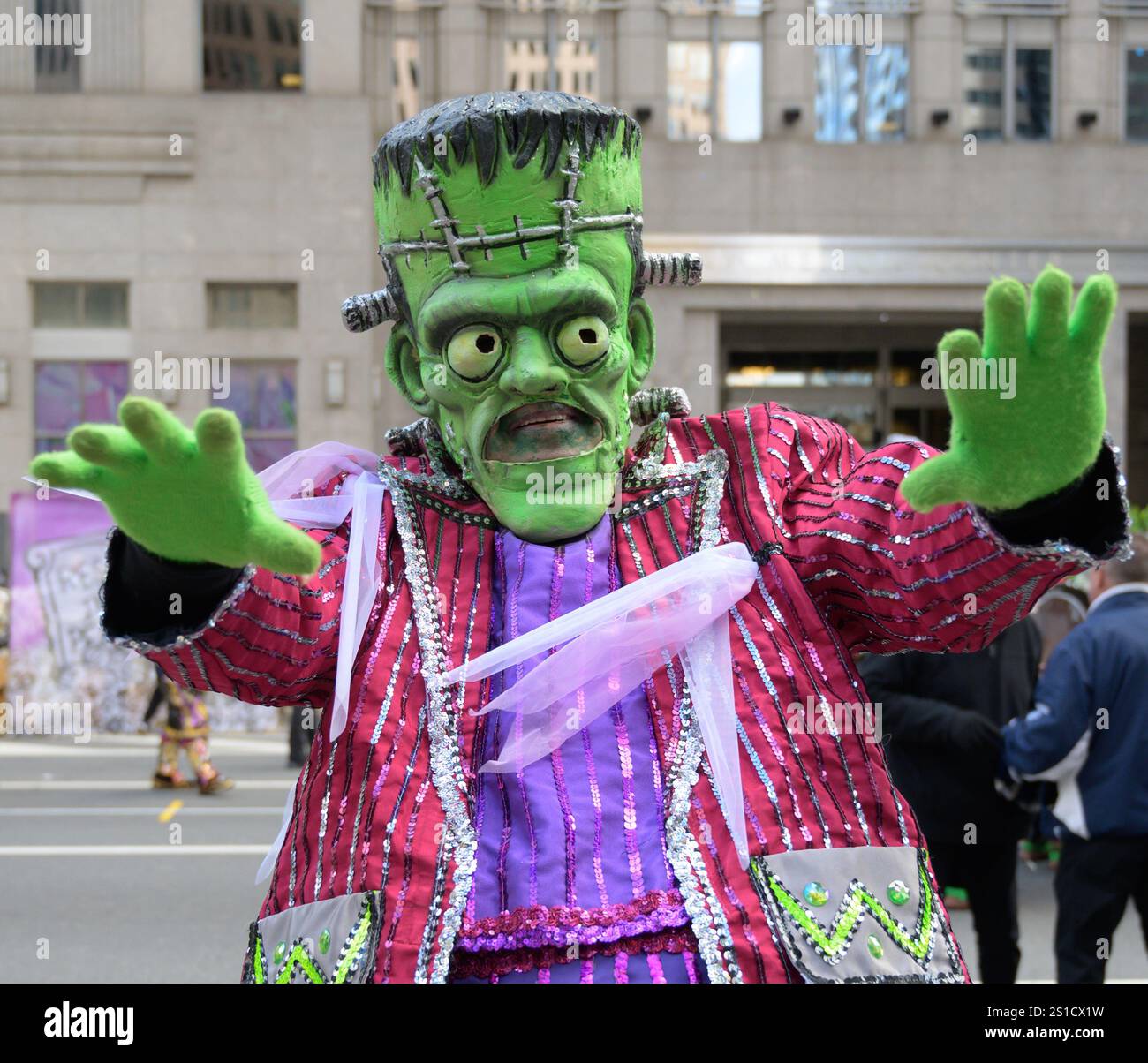 Szene aus der jährlichen Neujahrsparade der Mummer in Philadelphia. Stockfoto