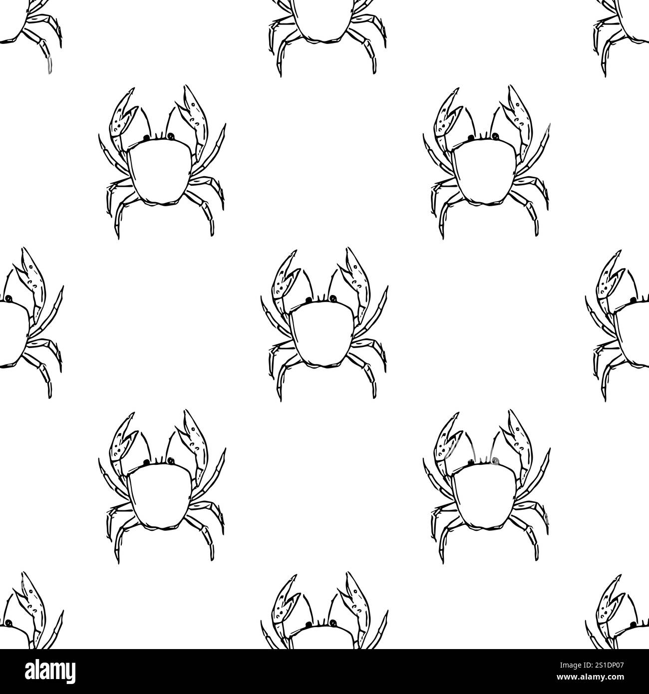 Nahtloses Meeresfrüchte-Muster. Handgezeichneter Meeresfrüchte-Hintergrund Stockfoto