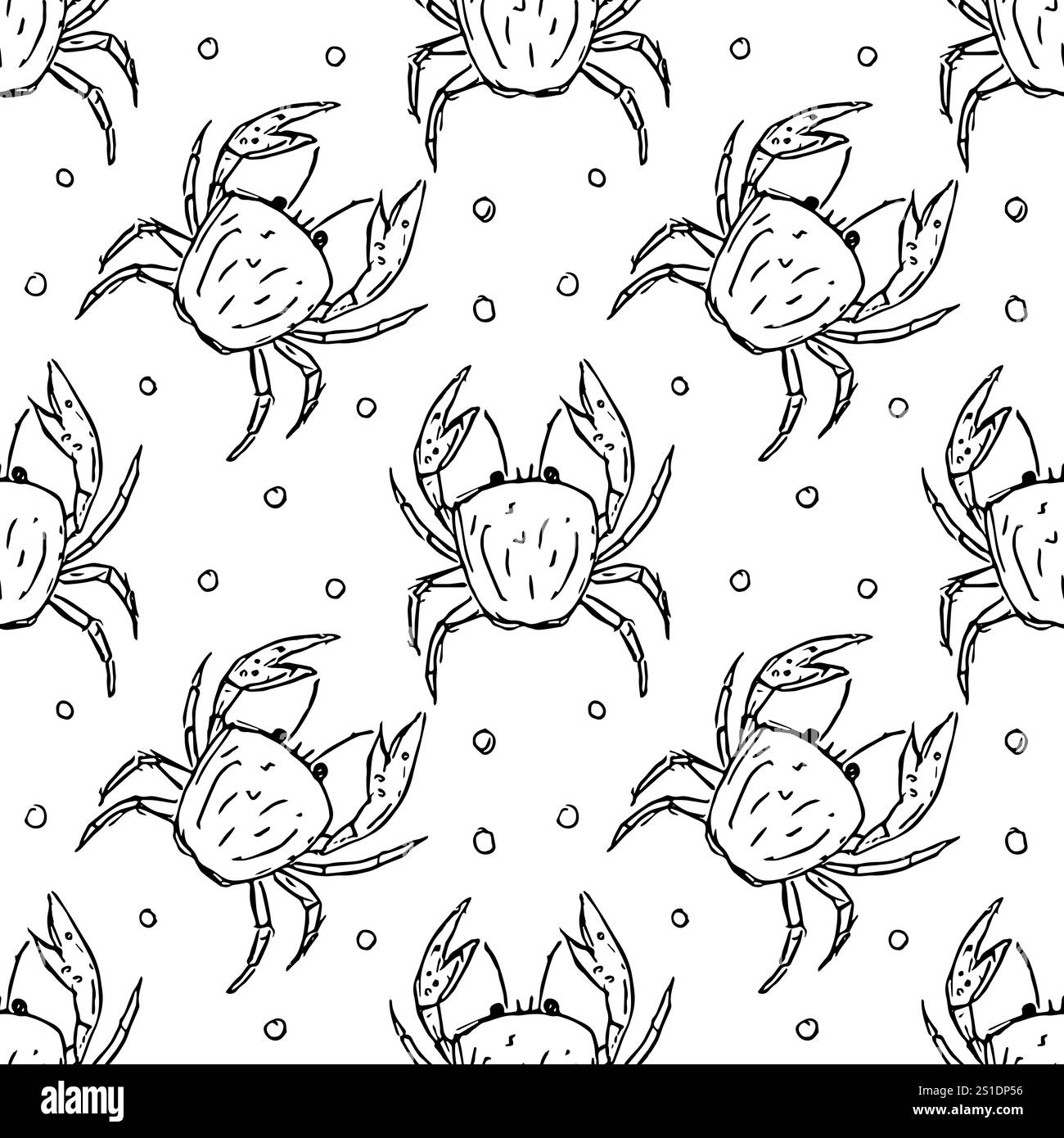 Nahtloses Meeresfrüchte-Muster. Handgezeichneter Meeresfrüchte-Hintergrund Stockfoto