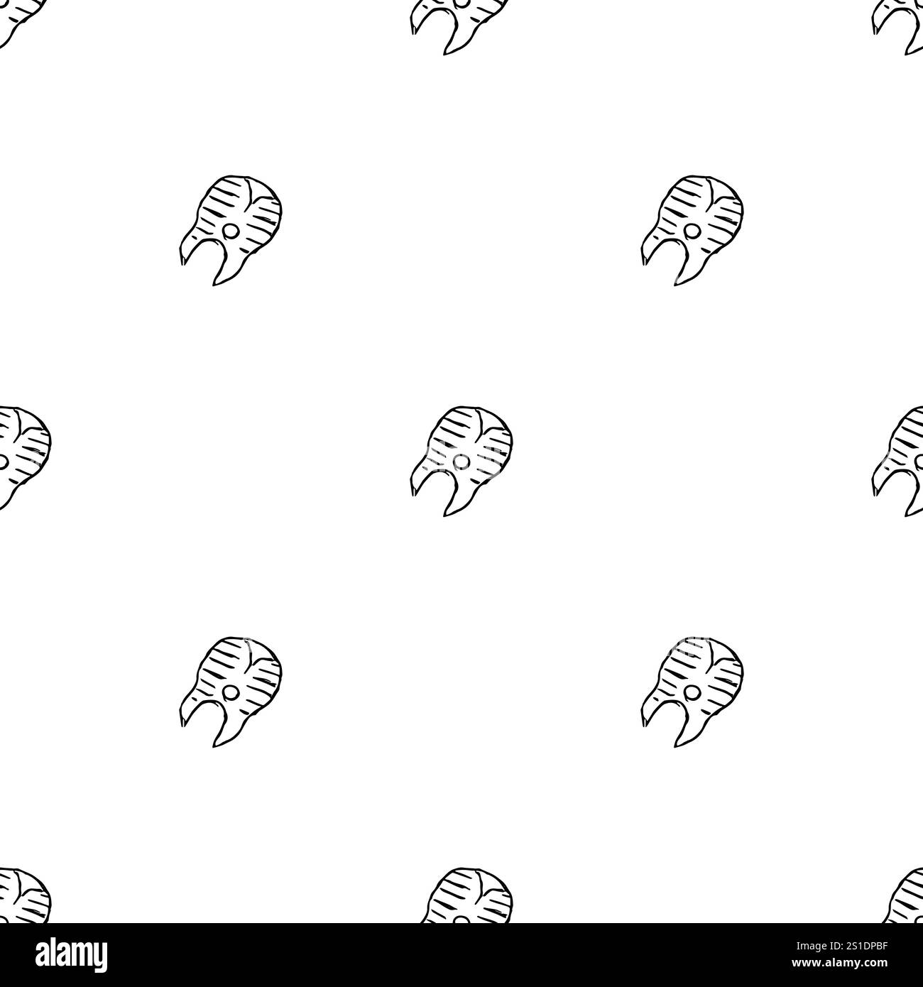 Nahtloses Meeresfrüchte-Muster. Handgezeichneter Meeresfrüchte-Hintergrund Stockfoto