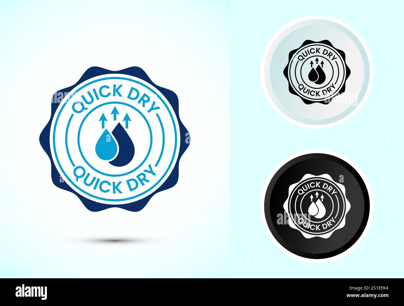 Schnell trocknende Symbolfigur. Schild für die schnelle Reinigung Stock Vektor