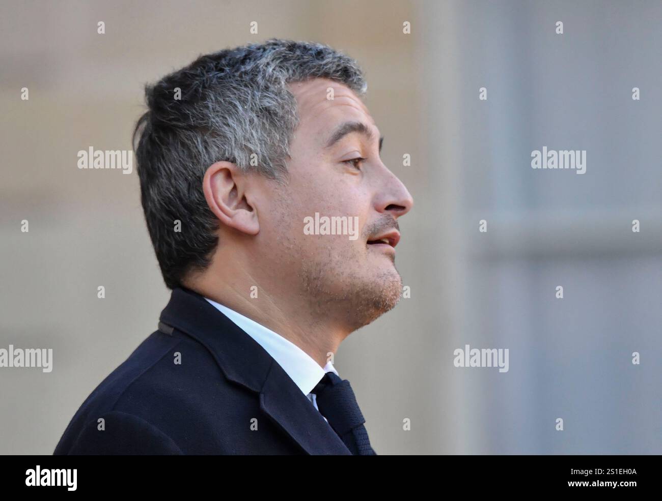 Frankreich, Paris, 2025-01-03. Gérald Darmanin Ministre d'Etat, Garde des Sceaux, Ministry de la Justice lors du Premier conseil des ministres. Photographie de Francois Pauletto. Stockfoto