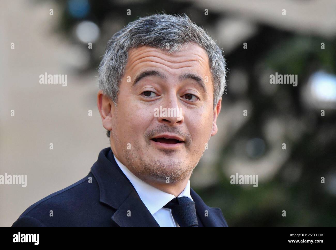 Frankreich, Paris, 2025-01-03. Gérald Darmanin Ministre d'Etat, Garde des Sceaux, Ministry de la Justice lors du Premier conseil des ministres. Photographie de Francois Pauletto. Stockfoto