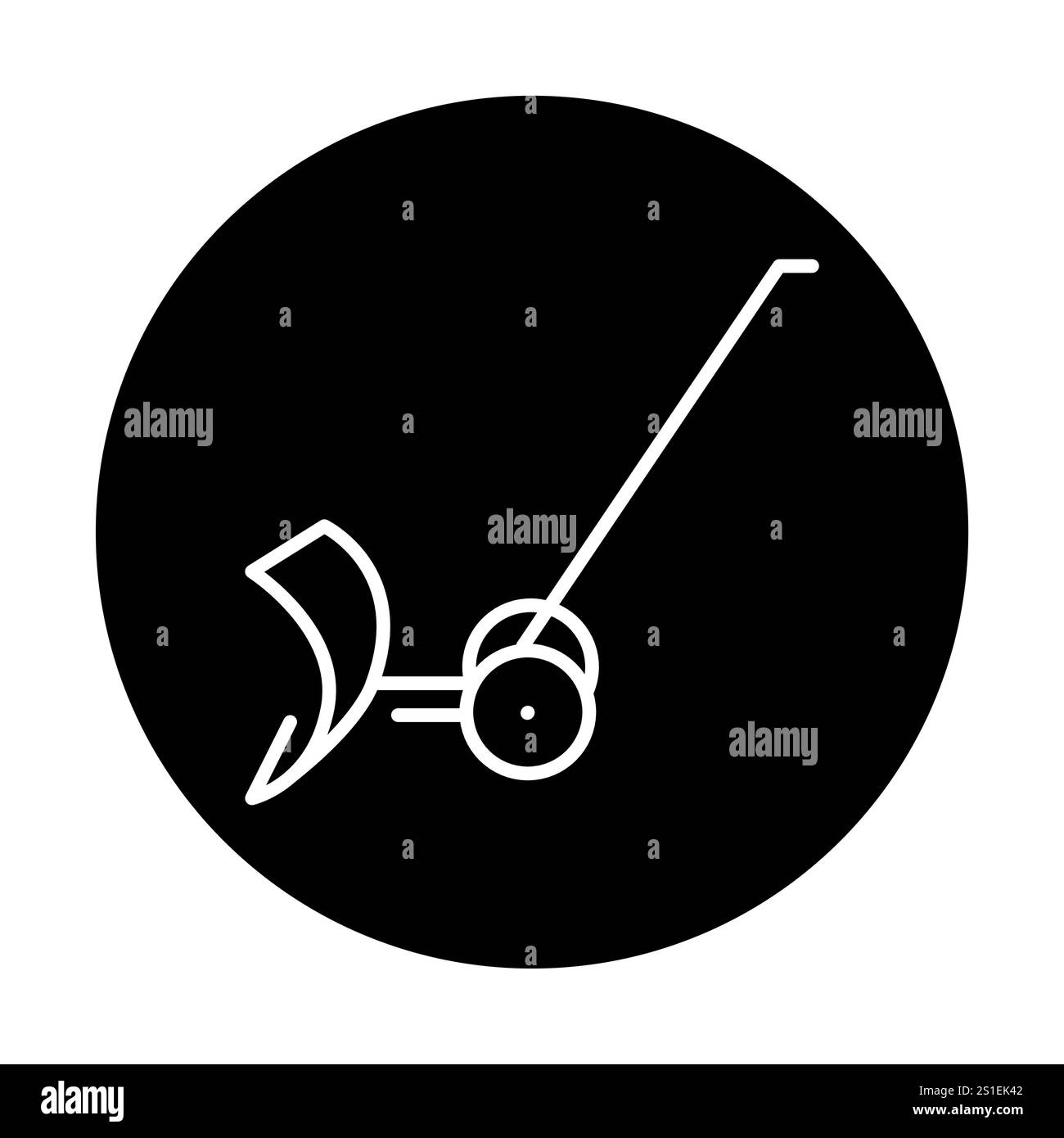 Abbildung mit schwarzer Linie „Snow Shovel on Wheels“. Schneeräummaschine. Bearbeitbare Kontur. Stock Vektor