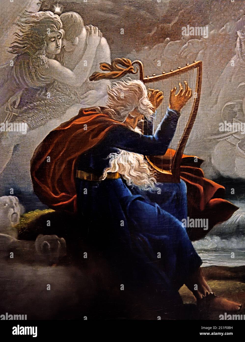 The Sorrows of Ossian 1822 von Kisfaludy Karoly 1788-1830 Fine Art Museum, Ungarisch, Ungarn (Ossian ist der Erzähler und mutmaßliche Autor eines Zyklus epischer Gedichte, der 1760 vom schottischen Dichter James Macpherson veröffentlicht wurde. MacPherson behauptete, Mundpropaganda auf schottisch-Gälisch gesammelt zu haben, das angeblich aus alten Quellen stammt, und dass das Werk seine Übersetzung dieses Materials war.) Stockfoto