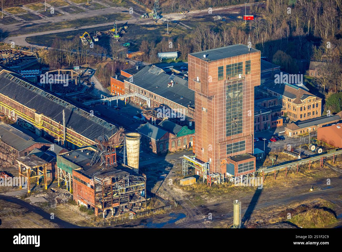 Luftaufnahme, CreativRevier Hamm, Hammerhaitturm bei der ehemaligen Zeche Ost Heinrich Robert, Bezirk Herringen, Hamm, Ruhrgebiet, Nordrhein-Westpha Stockfoto