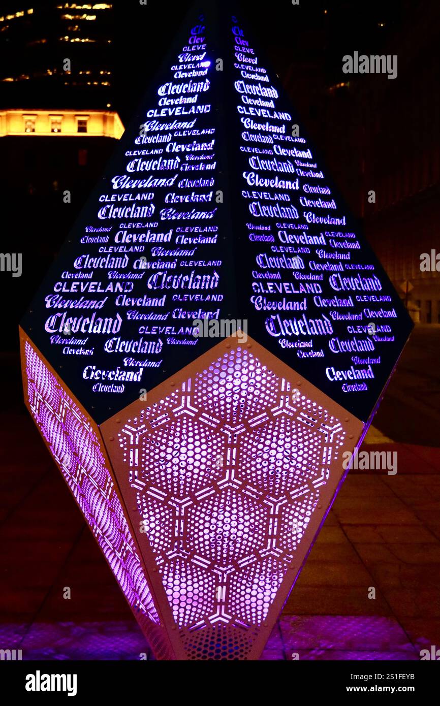 Cleveland Street Art in der Nähe des Public Square in der Innenstadt von Cleveland, Dezember 2024 Stockfoto