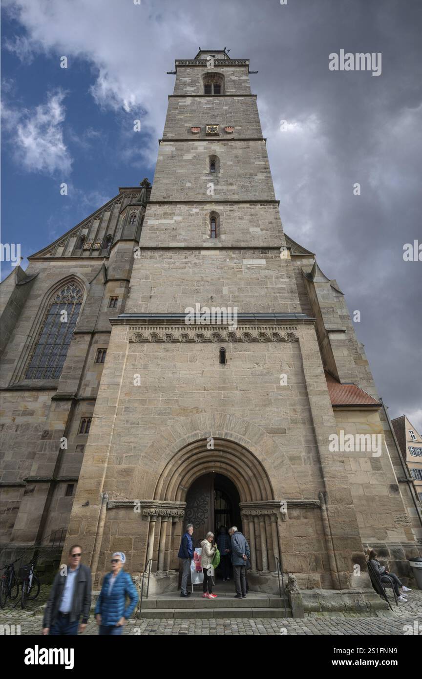 Spätgotische Hallenkirche St. Georg, Weinmarkt, Dinkelsbühl, Bayern, Deutschland, Europa Stockfoto