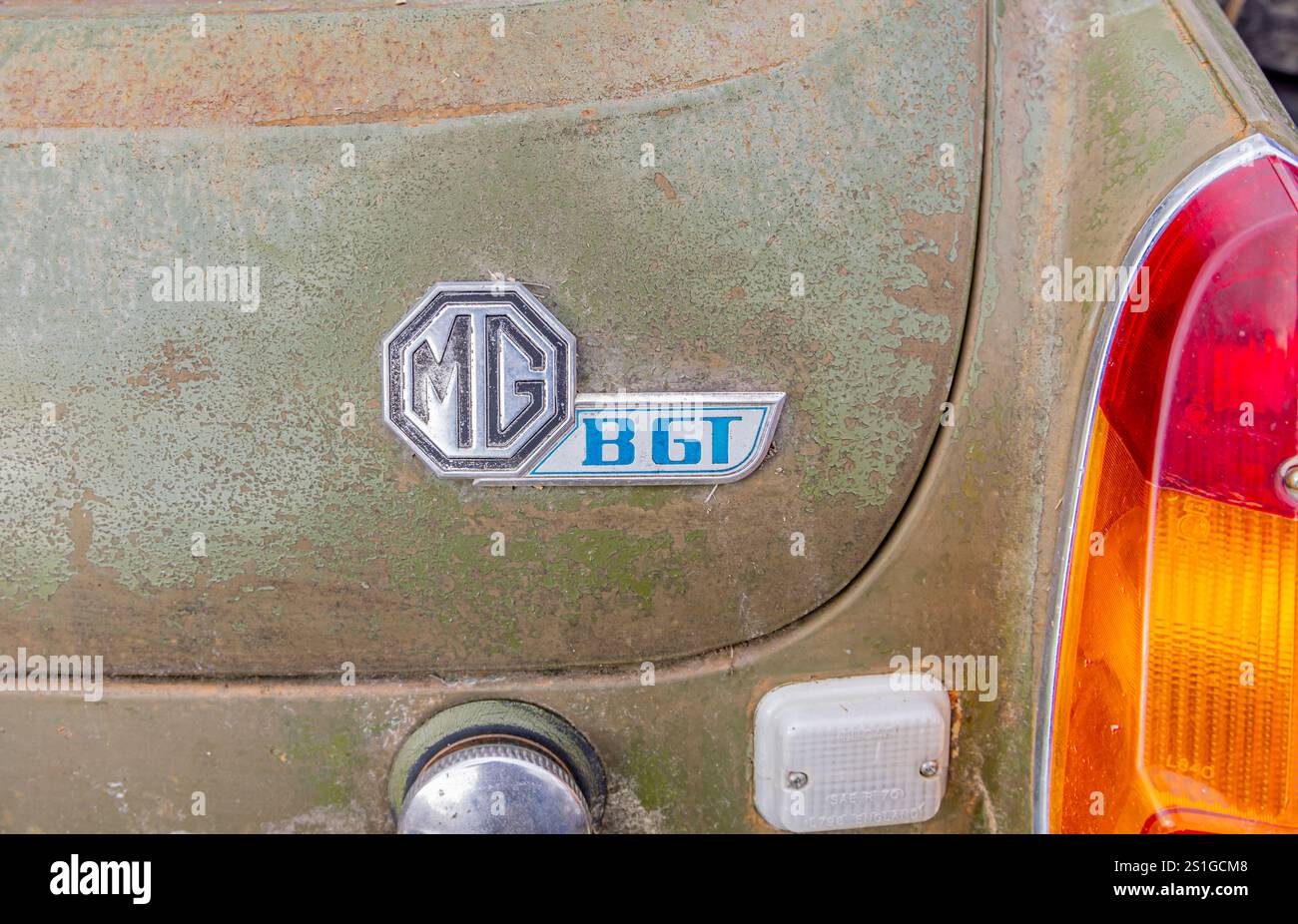 Detailbild der Rückseite eines mgb gt Stockfoto
