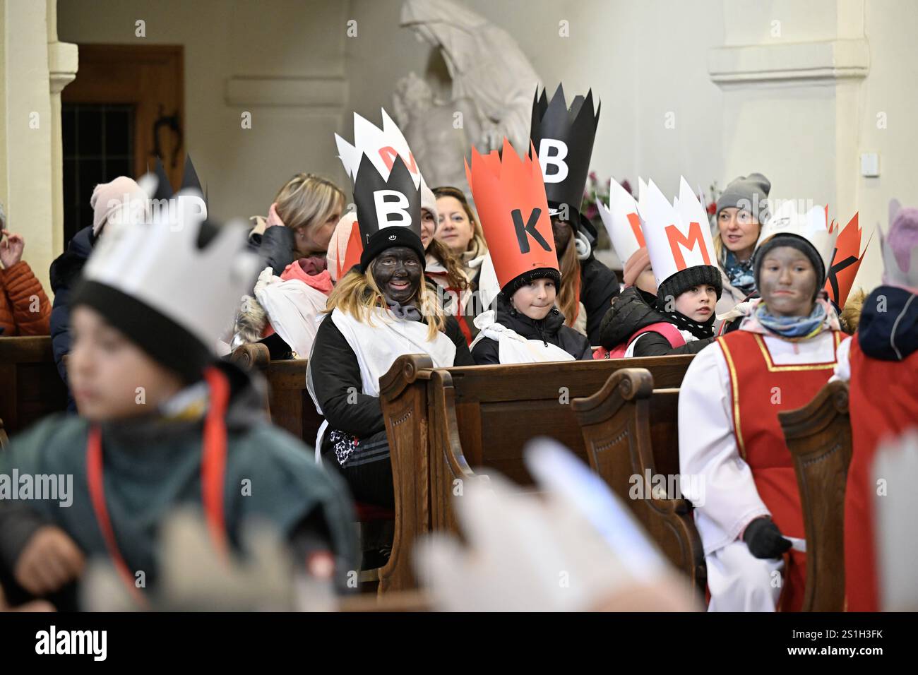 Slusovice, Tschechische Republik. Januar 2025. Die wohltätige Organisation der Geldsammlung der drei Könige in Slusovice, Tschechien, am 4. Januar 2025. Quelle: Dalibor Gluck/CTK Photo/Alamy Live News Stockfoto