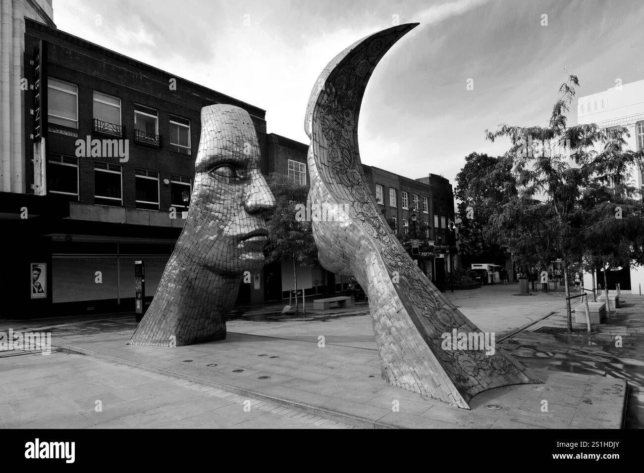 The Reflections of Bedford Skulptur von Rick Kirby, Bedford Town, Bedfordshire, England Stockfoto