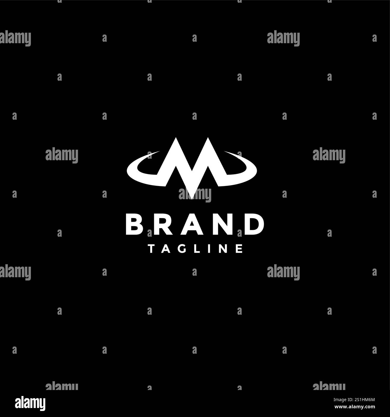 Design des Mammut-Logos mit Anfangsbuchstabe M. Einfacher Buchstabe M mit Elephant Ivory-Logo. Stock Vektor