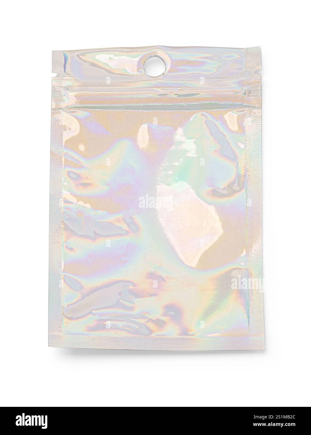 Transparente Kunststofftasche mit Reißverschluss isoliert auf weißem Hintergrund mit Schnittpfad Stockfoto