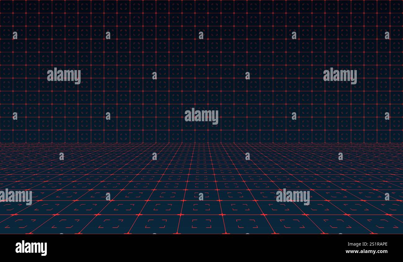 Futuristisches HUD-Grid mit virtueller Technologie und schlankem Design. SCI fi fui-GUI-Hintergrund mit fortschrittlicher KI-Integration. Digitales High-Tech-Design für Raumschiff-inspirierte Schnittstellen und moderne Layouts Stock Vektor