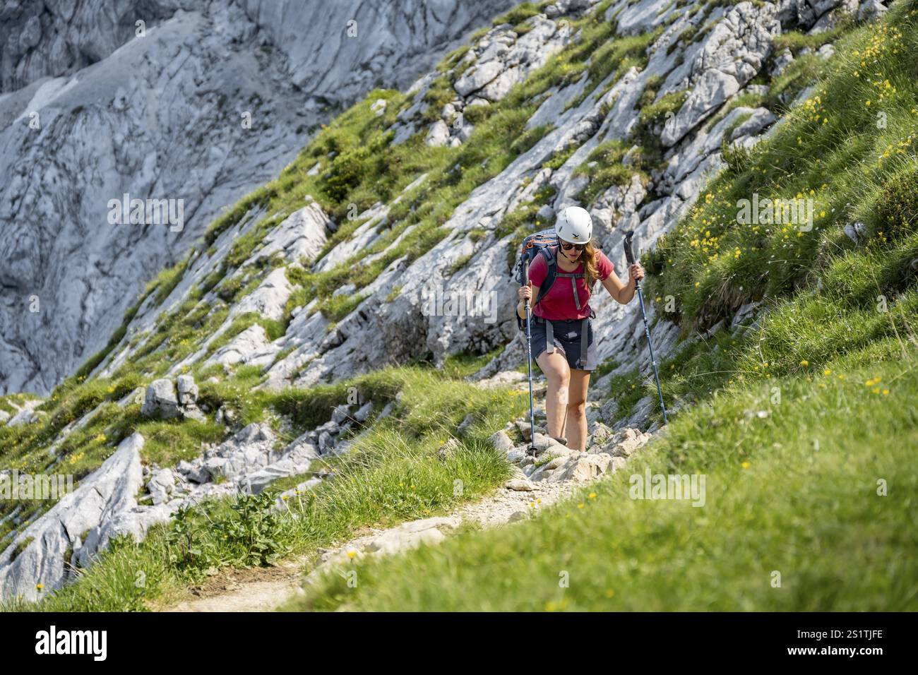 Wanderer, Wettersteingebirge, Bayern, Deutschland, Europa Stockfoto