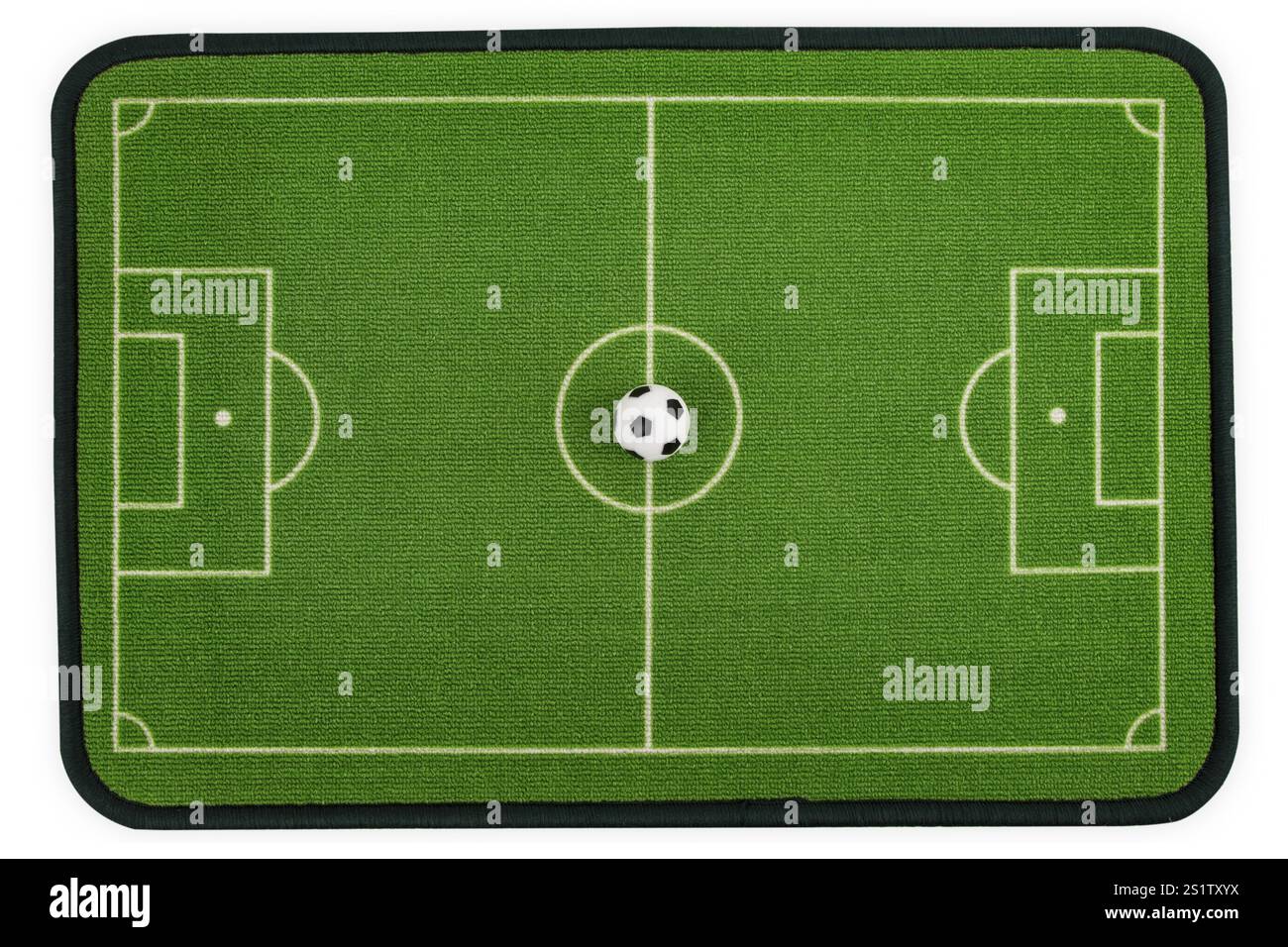 Fussballfeld von oben isoliert auf weissem Hintergrund Stockfoto