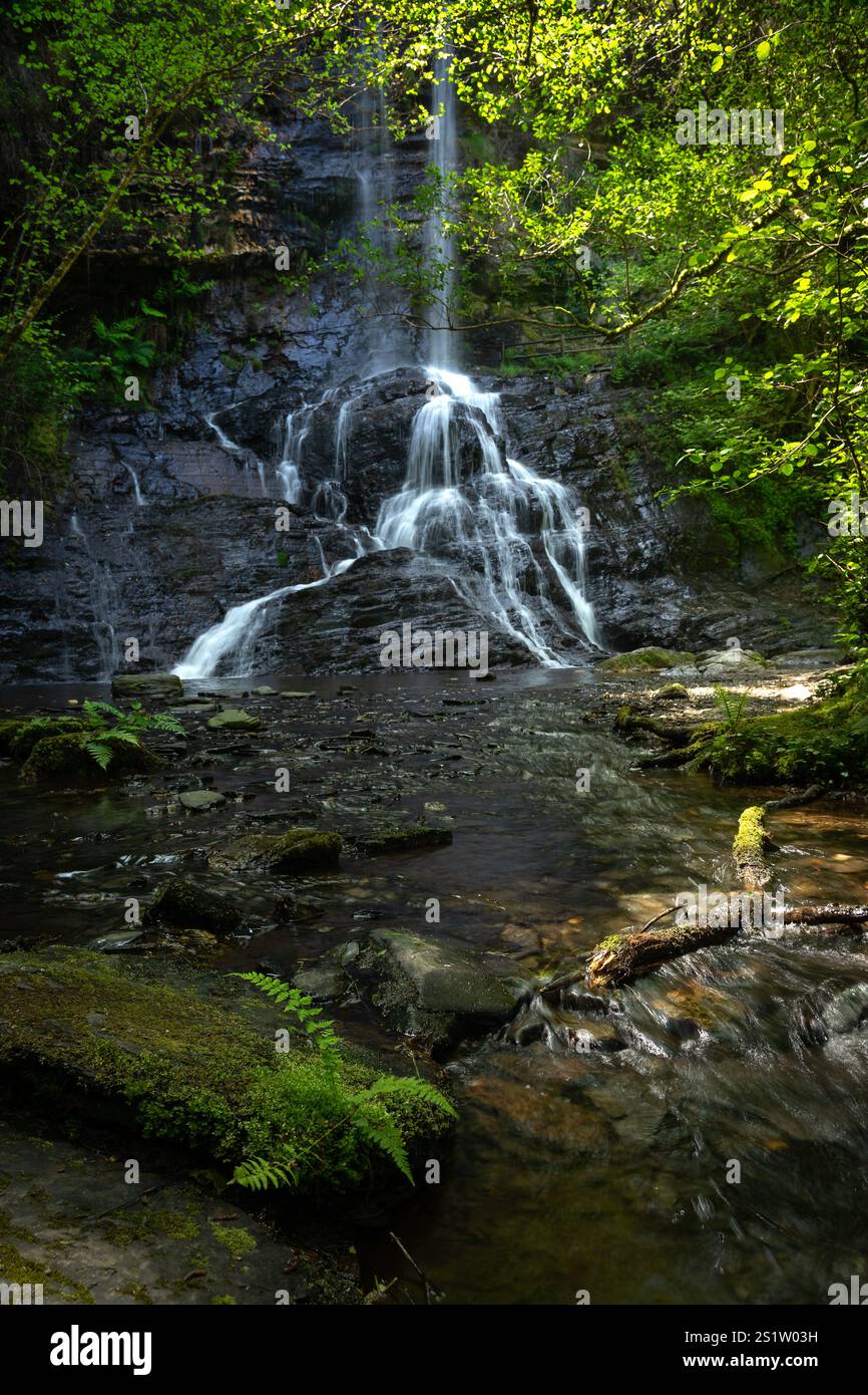 Wasserfall Santo Estevo do Ermo im Frühling, Barreiros, Provinz Lugo, Galicien, Spanien. Stockfoto