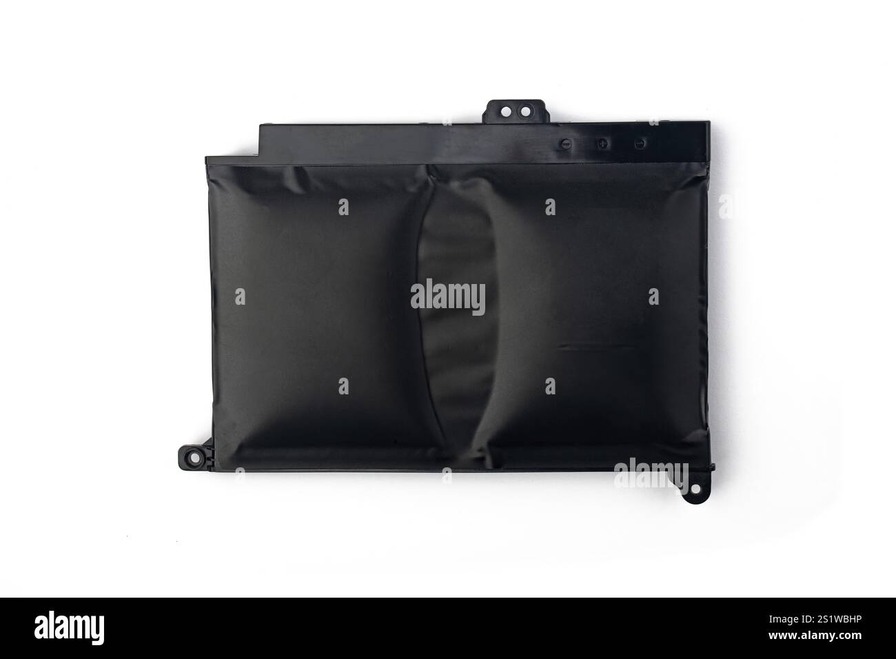 Geschwollene Laptop-Akkus stellen ein erhebliches Risiko für Ihre Geräte oder Geräte dar Stockfoto