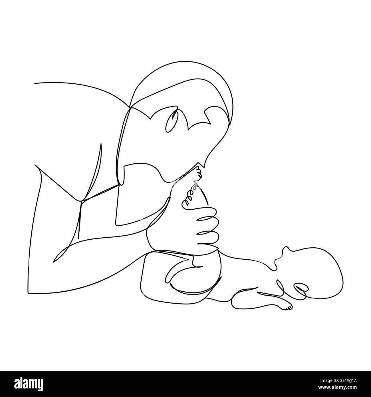 Vatertag Linie Kunst Stil Vektor Illustration, Vater und Sohn Linie Kunst Illustration Stock Vektor