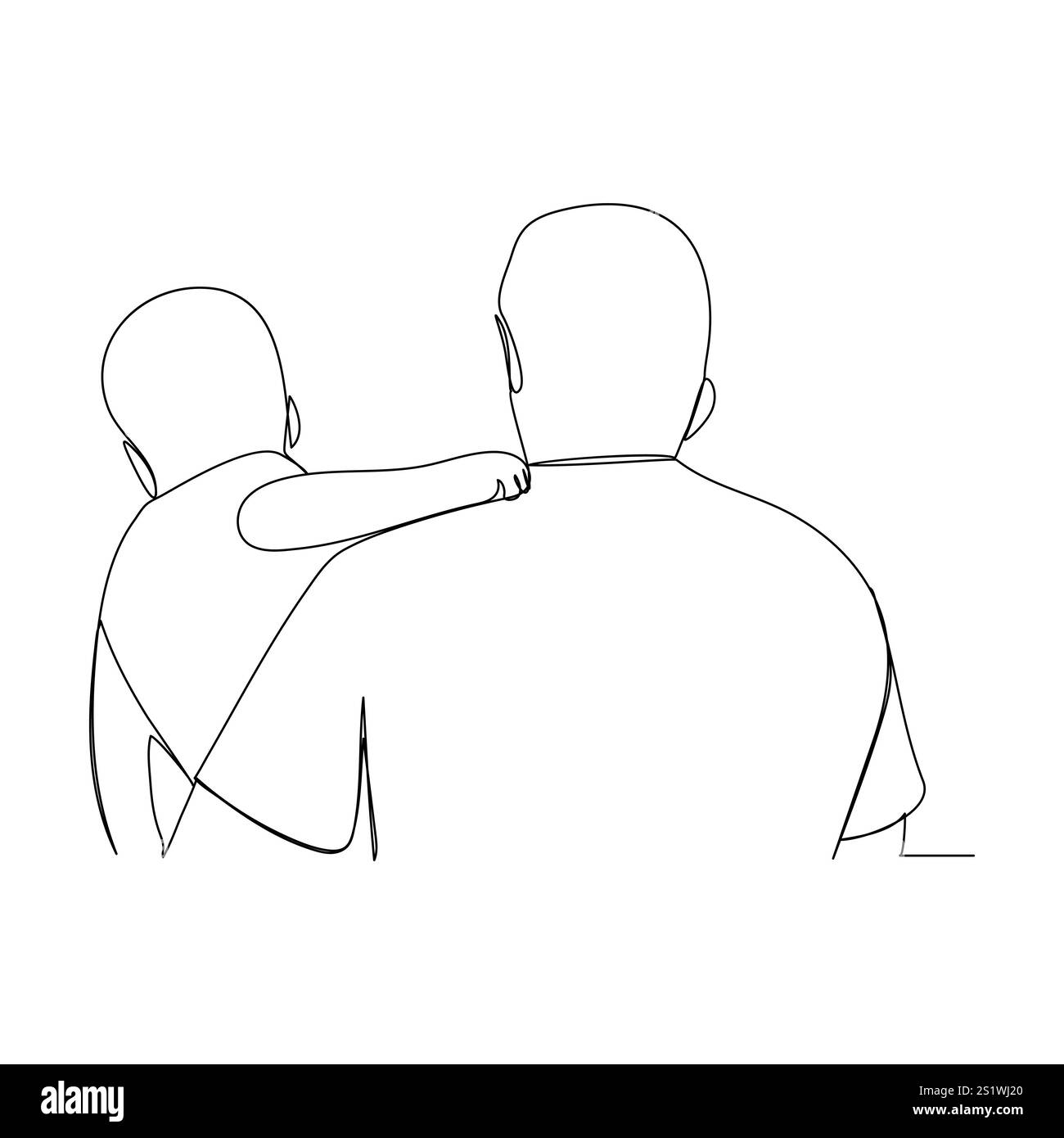 Vatertag Linie Kunst Stil Vektor Illustration, Vater und Sohn Linie Kunst Illustration Stock Vektor