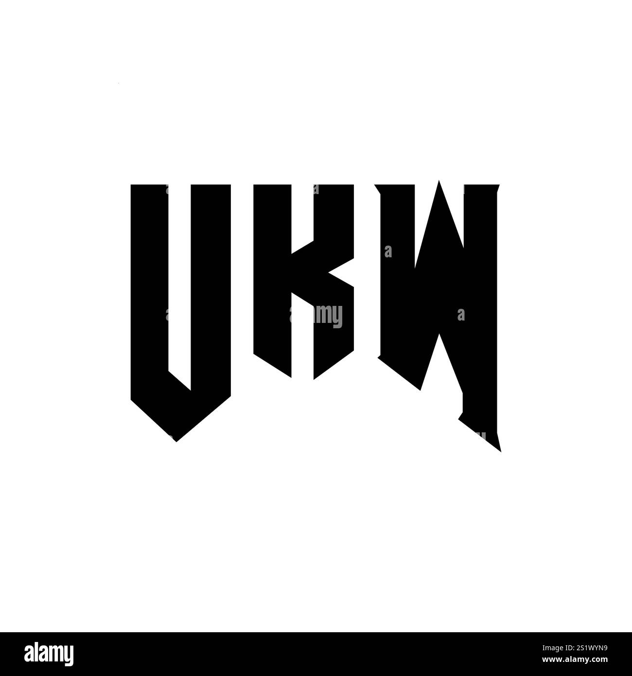 UKW Letter Logo Design für Technologieunternehmen. UKW-Logo-Design in Schwarz-weiß-Farbkombination. UKW-Logo, UKW-Vektor, UKW-Design, UKW-Icon, UKW-Alph Stock Vektor