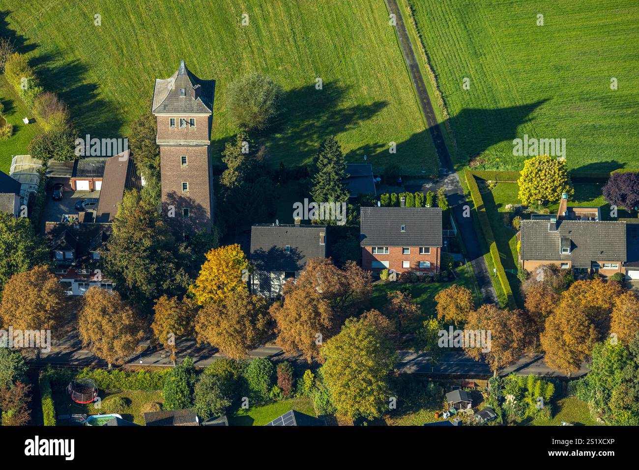 Luftbild, Wasserturm Cappenberg, Selm, Münsterland, Nordrhein-Westfalen, Deutschland Stockfoto