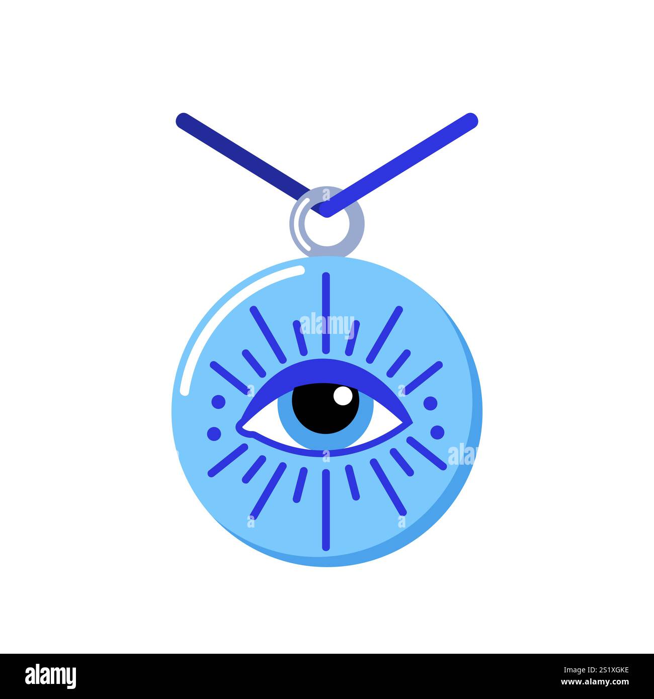 Böses Auge. Auge der Vorsehung. Abbildung des linearen Vektors. Magisches himmlisches Hexensymbol. Freimaurersymbol. Stock Vektor