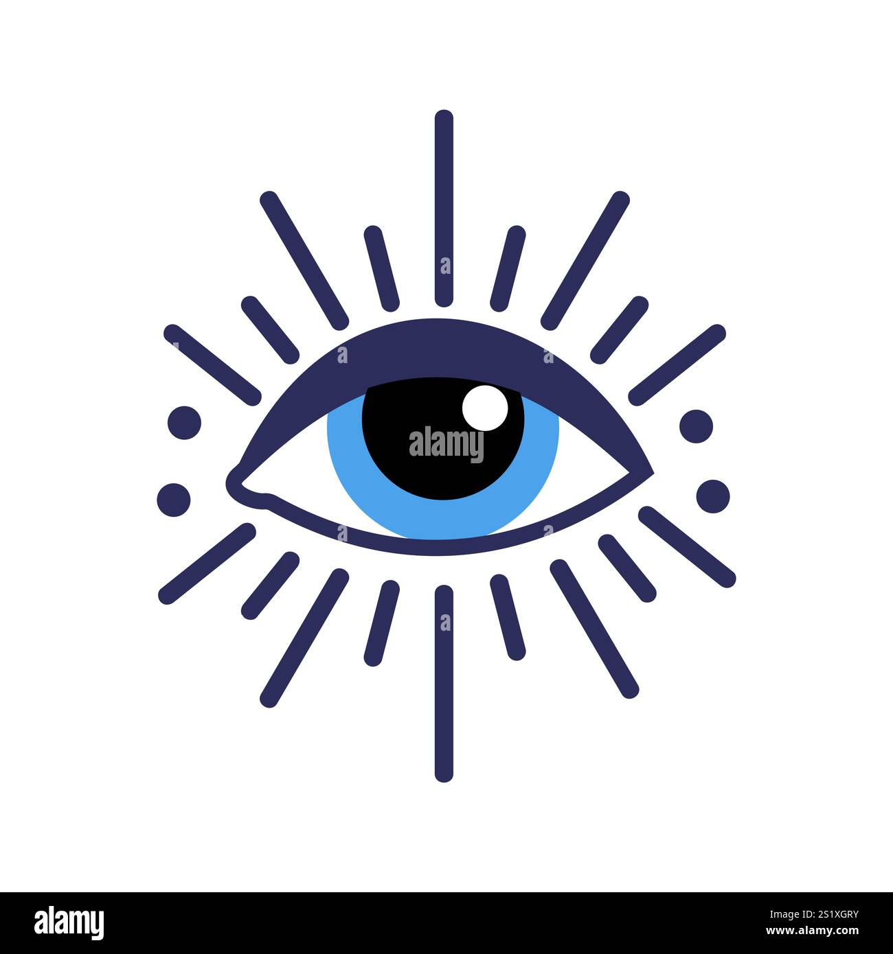 Böses Auge. Auge der Vorsehung. Abbildung des linearen Vektors. Magisches himmlisches Hexensymbol. Freimaurersymbol. Stock Vektor
