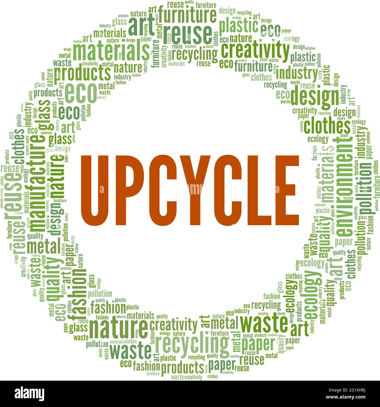 Upcycling Word Cloud Konzeptdesign isoliert auf weißem Hintergrund. Stock Vektor