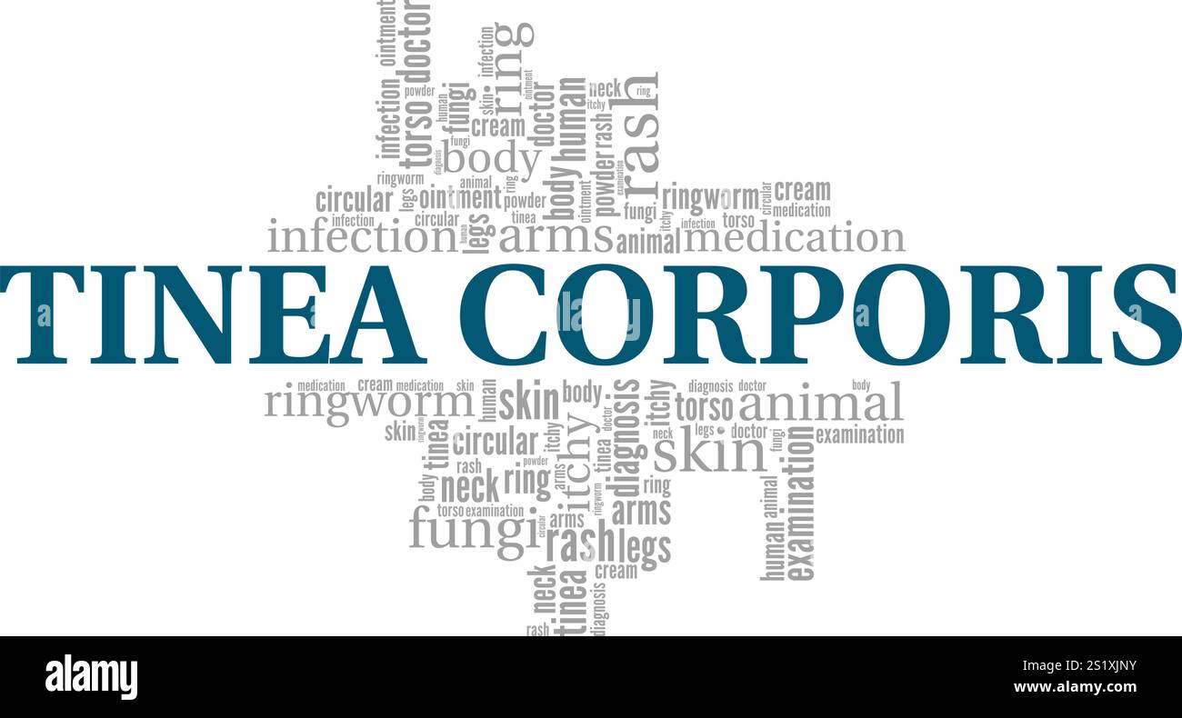 Tinea Corporis - Ringwortwolke konzeptuelles Design isoliert auf weißem Hintergrund. Stock Vektor