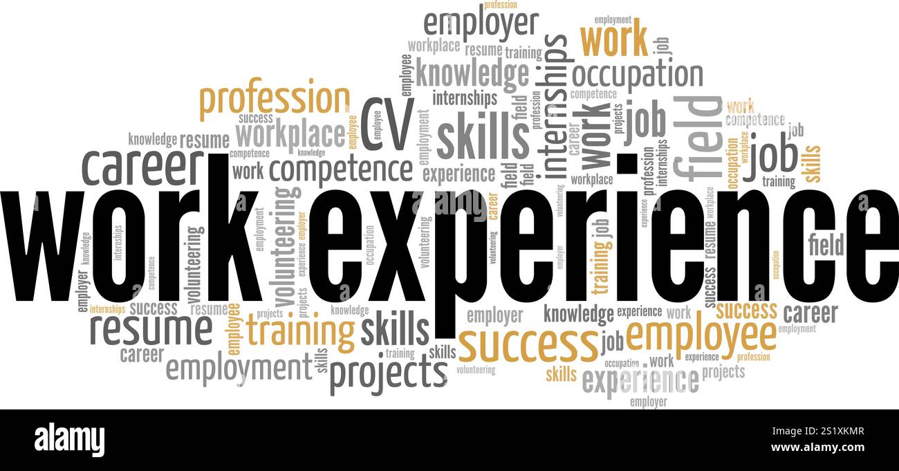 Work Experience Word Cloud Konzeptdesign isoliert auf weißem Hintergrund. Stock Vektor