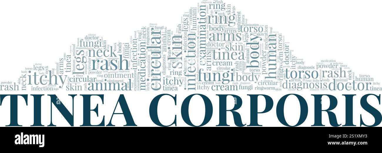 Tinea Corporis - Ringwortwolke konzeptuelles Design isoliert auf weißem Hintergrund. Stock Vektor