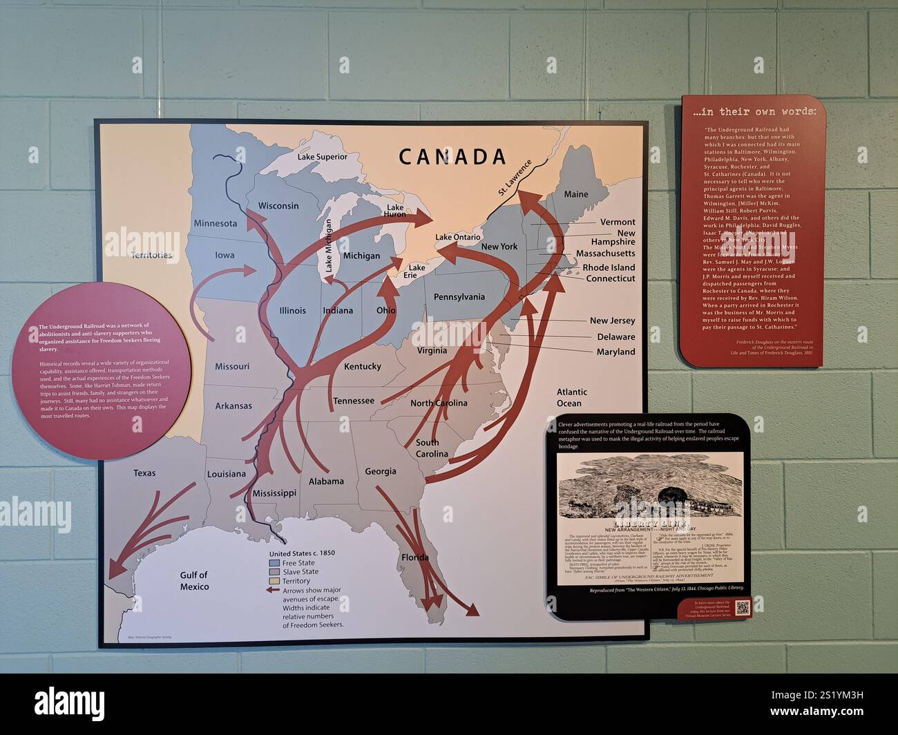 Unterirdisches Eisenbahnschild im St. Catharines Museum am Welland Canals Parkway in Ontario, Kanada Stockfoto