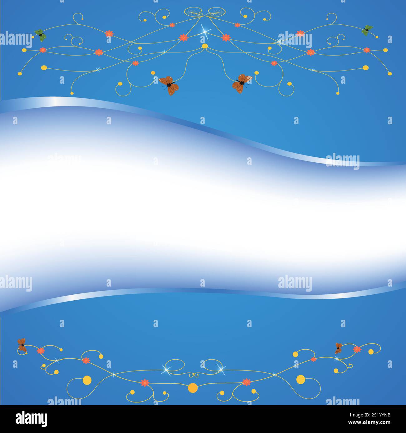 Vektorpostkarte mit Elementen des Musters und Schmetterlingen. EPS 10 Stock Vektor