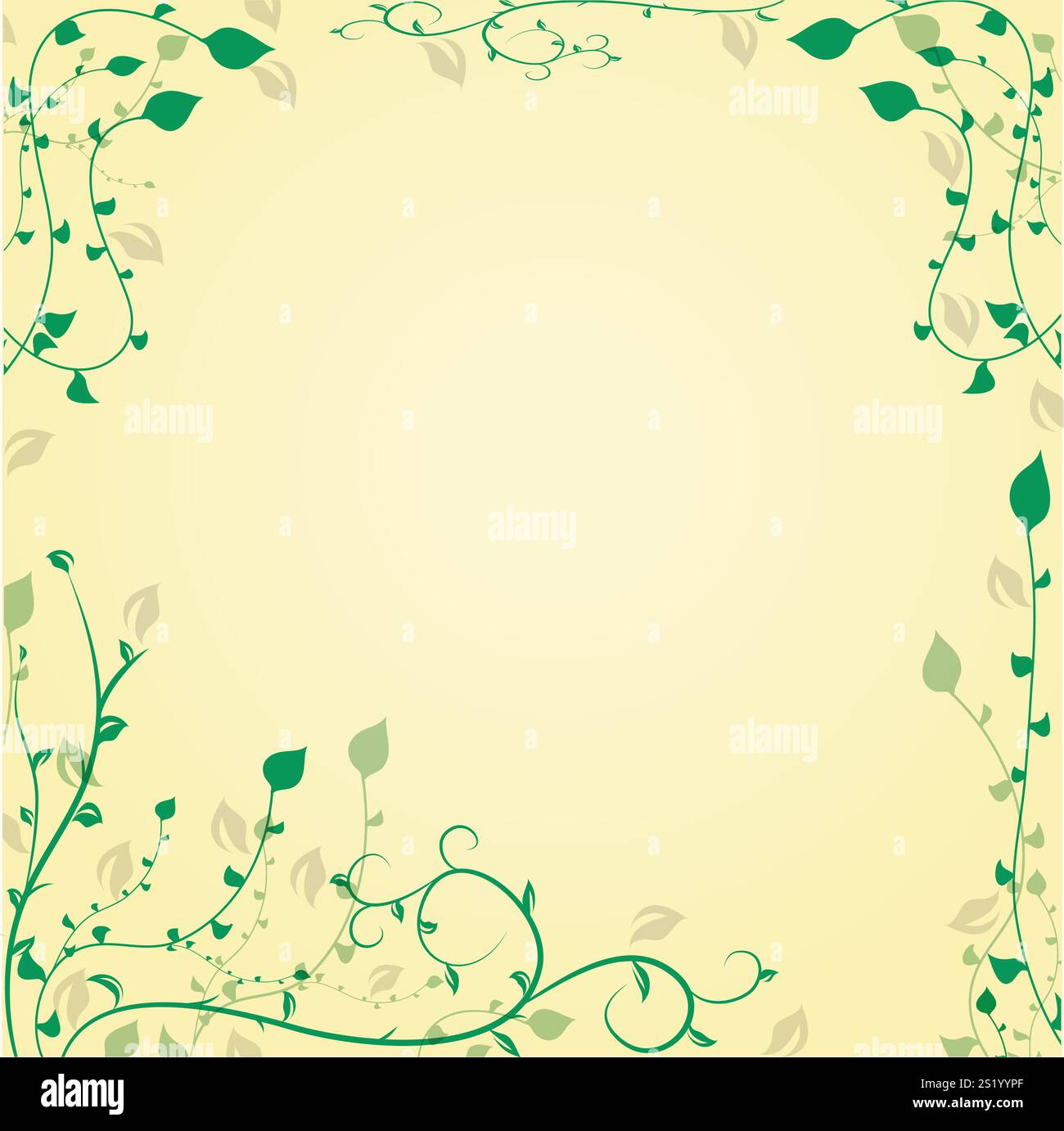 Dekorativer floraler Hintergrund mit Blättern an den Ecken. EPS 10 Stock Vektor