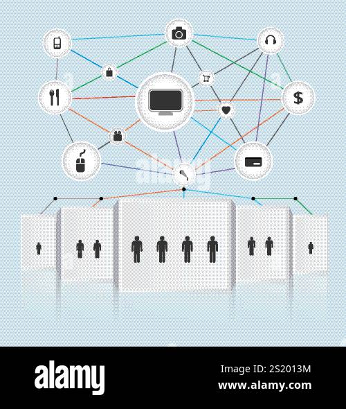 Geschäftsvorlage für soziales Netzwerk. Geeignet für Geschäftspräsentationen, als Vorlage, Broschüre, Infografik. Stock Vektor
