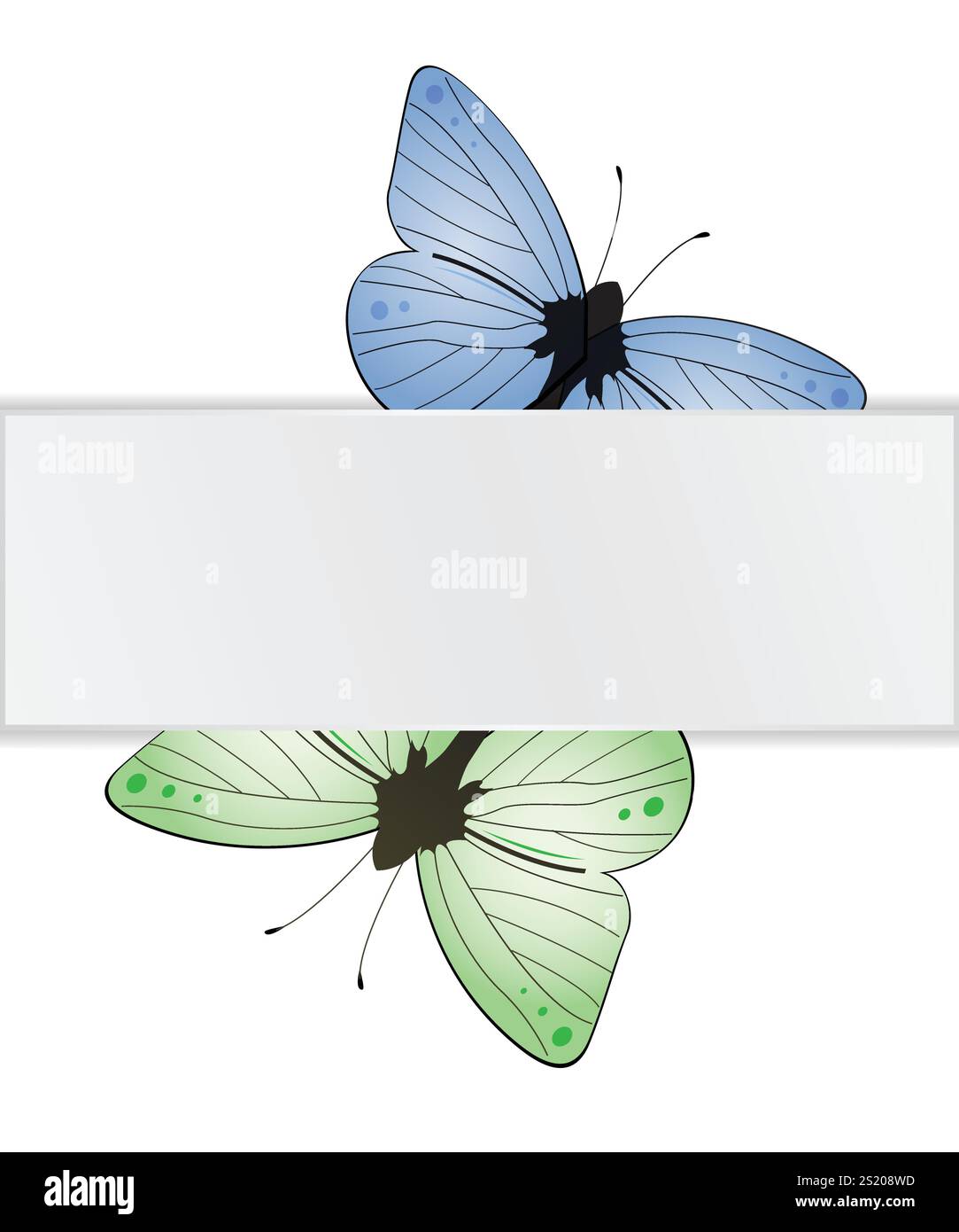 Schmetterlingsvektor mit Elementen der Papierlasche auf weißem Hintergrund, EPS 10 Stock Vektor