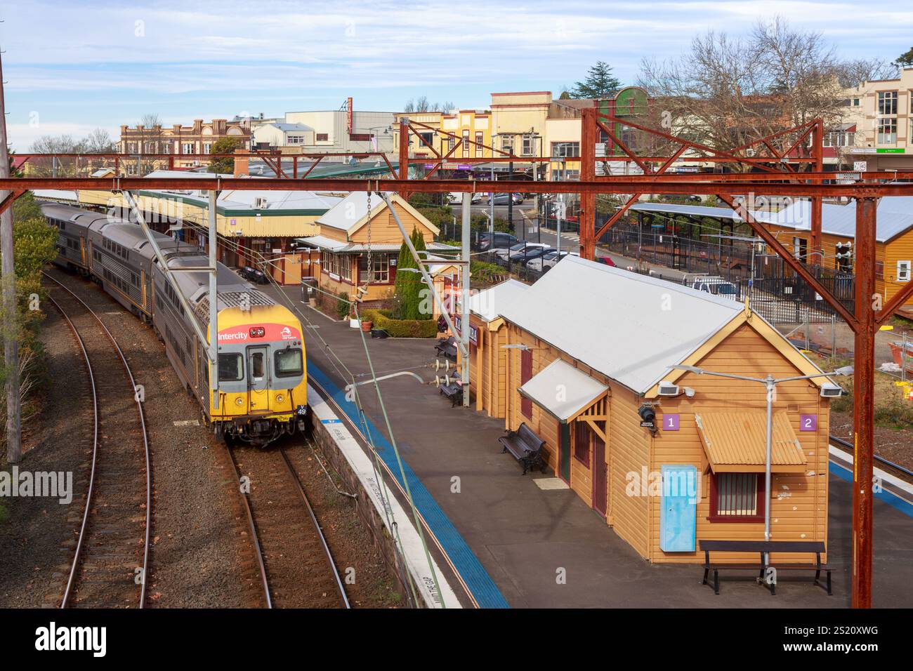 Der Bahnhof in Katoomba, einer Stadt in den Blue Mountains von New South Wales, Australien Stockfoto