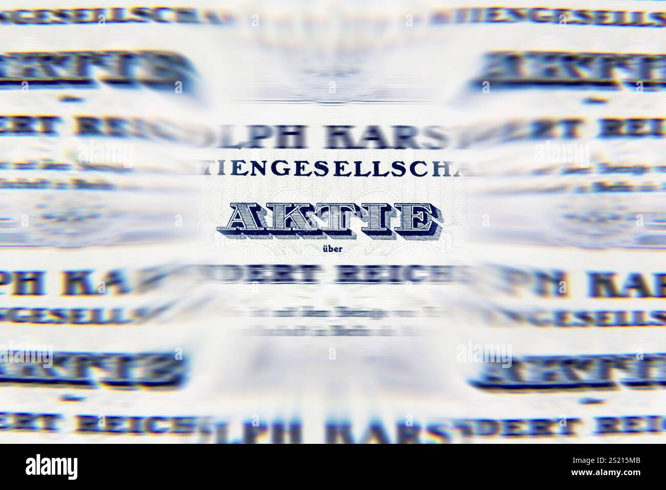 Der Share-Schriftzug auf einem historischen Wertpapier. Symbol-Foto für Investitionseinsparungen Stockfoto